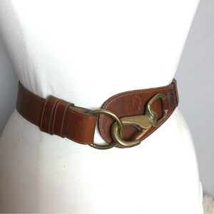 Vintage The Ritz Leather Belt with Lobster Clasp Buckle